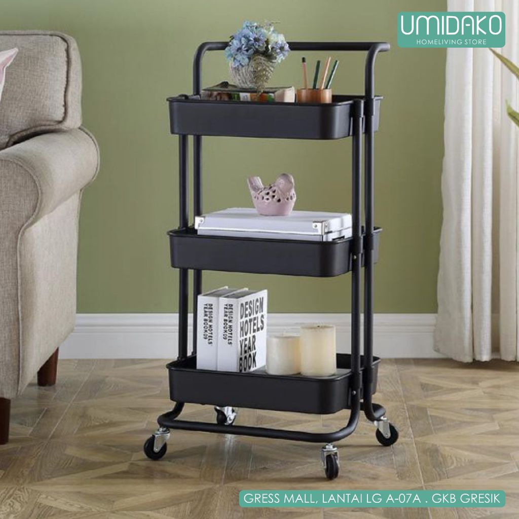 Jual RAK TROLI/TROLLEY RAK/RAK SERBAGUNA RODA/TROLI RODA - WARNA HITAM ...