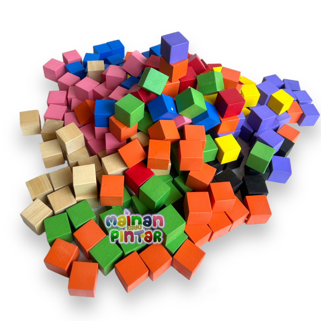 Jual Mainan Edukasi Anak Balok Kubus Warna / Building Block Wooden Toys ...