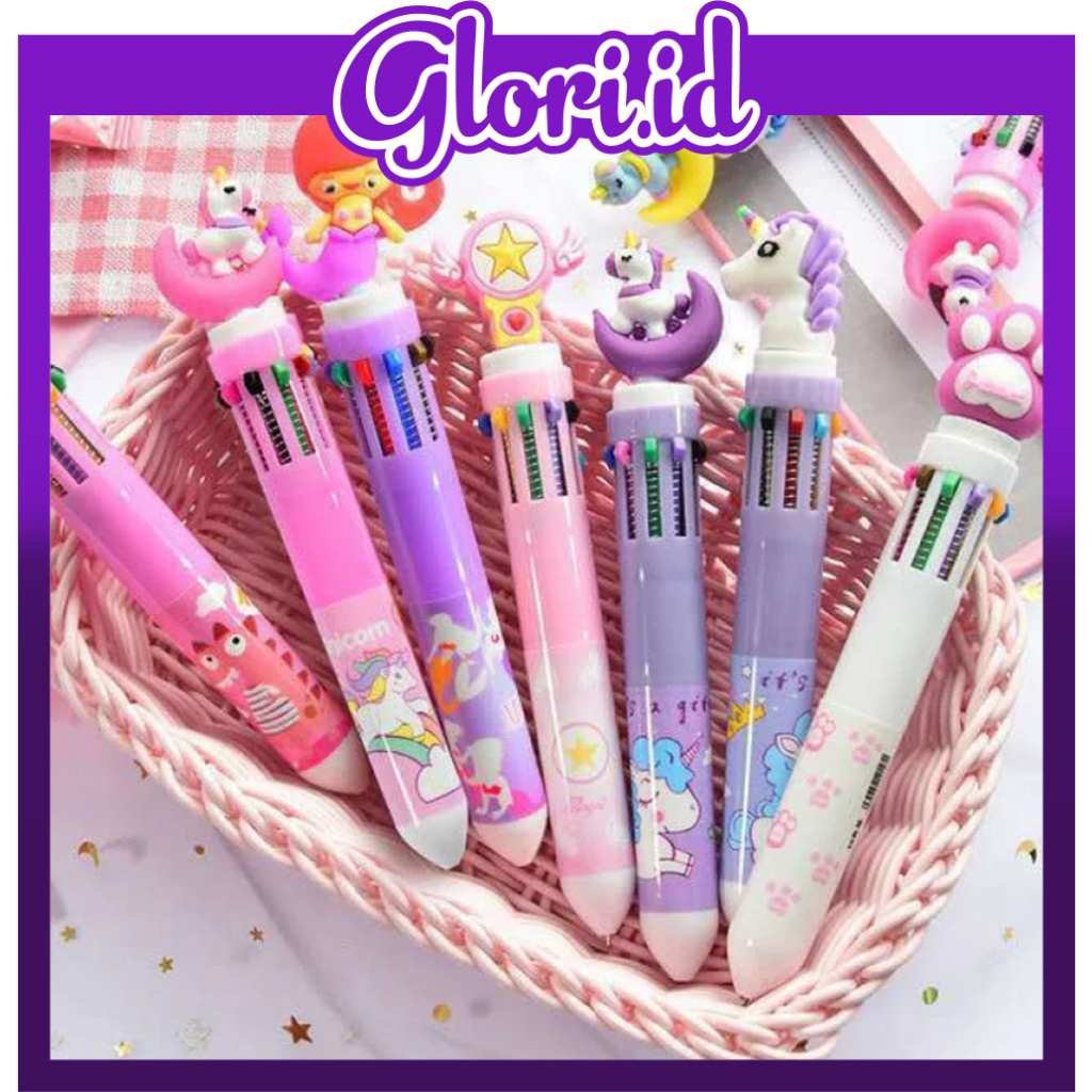 Jual GLORI.ID bulpen 10 warna bermotif lucu/pulpen/pulpen anak anak ...