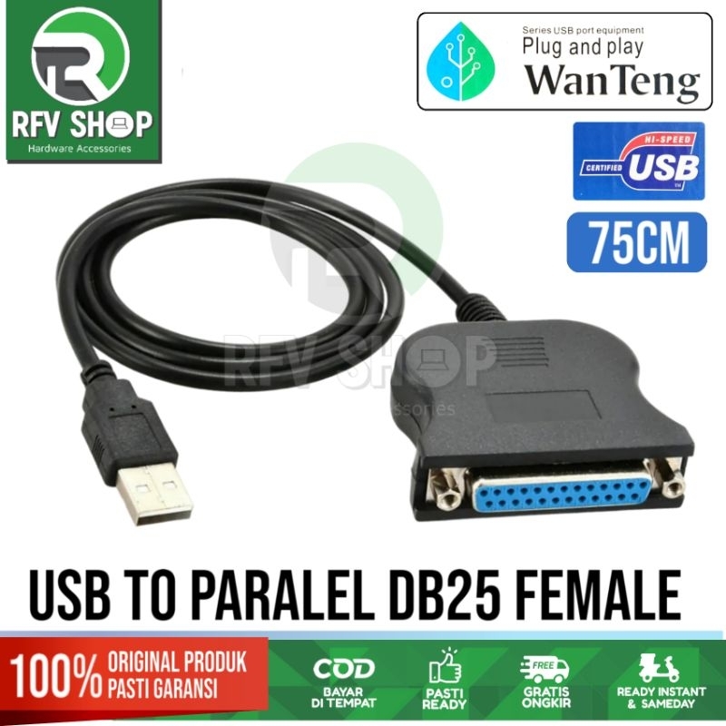 Jual Kabel Usb To Paralel Db Female Port Lpt Printer Converter