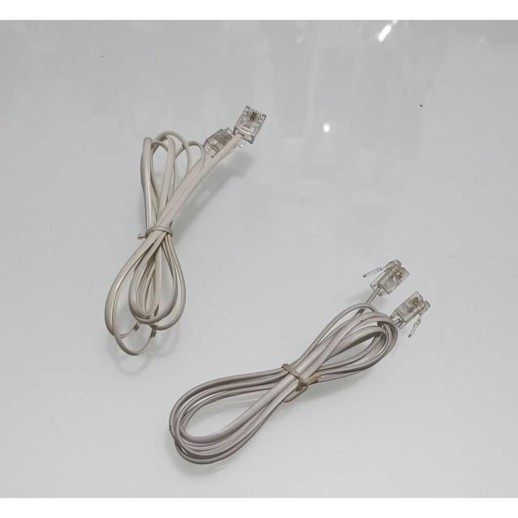Jual kabel roset telepon telpon RJ45 RJ11 2 pin 1.17 meter | Shopee ...