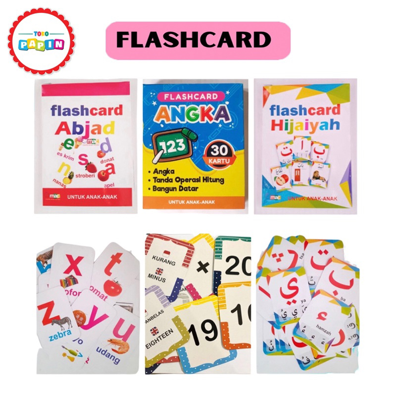 Jual TokoPapin Flash card abc huruf abjad angka hijaiyah alphabet Kartu