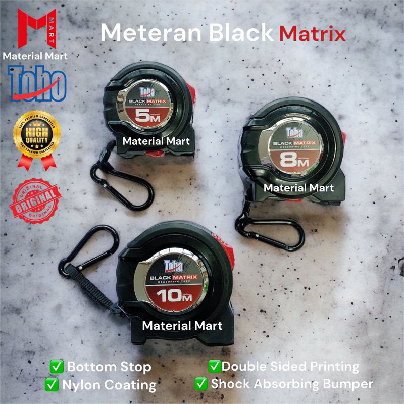 Jual Meteran Toho Black Matrix 5 Meter | Alat Ukur 8 M | Pengukur ...