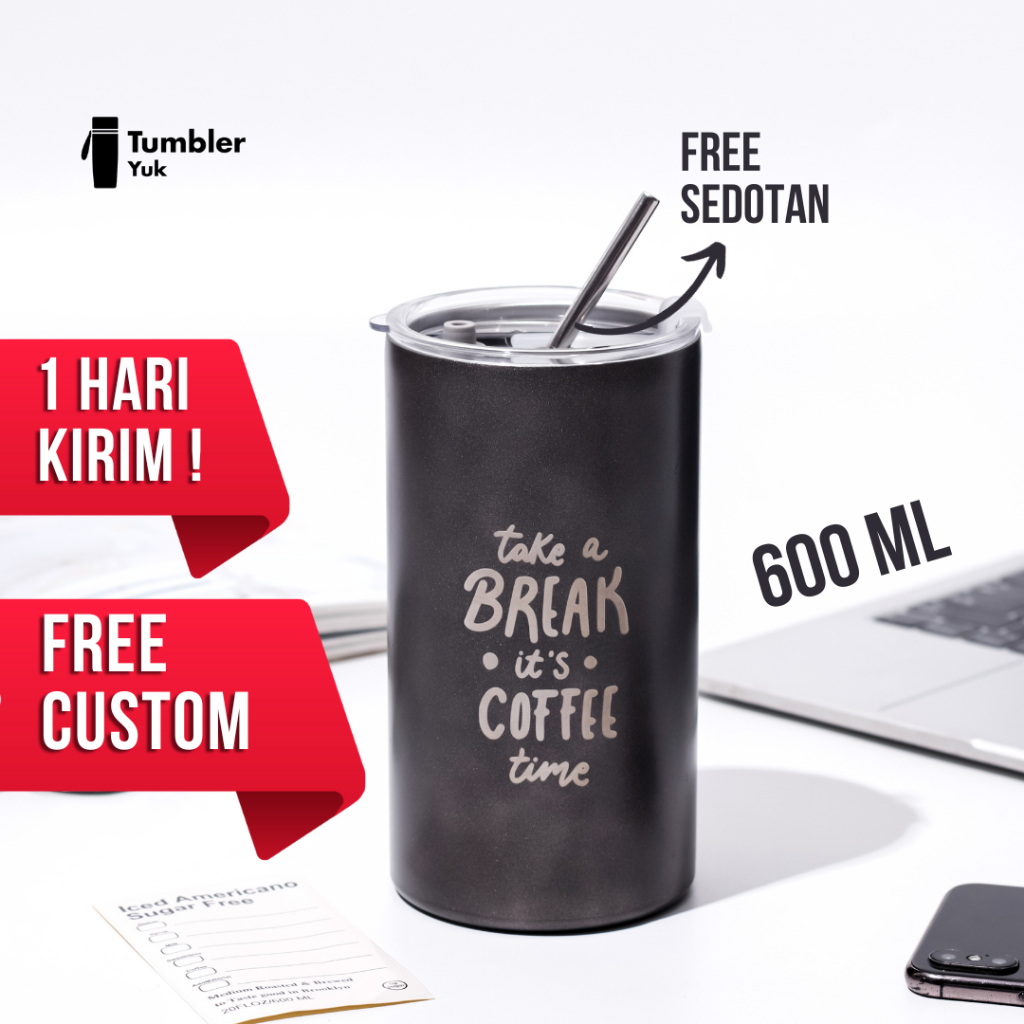 Jual Tumbler Stainless Steel 600ml Cangkir Kopi Thermos Vacuum Botol Minum Es Americano Cup Free 4822