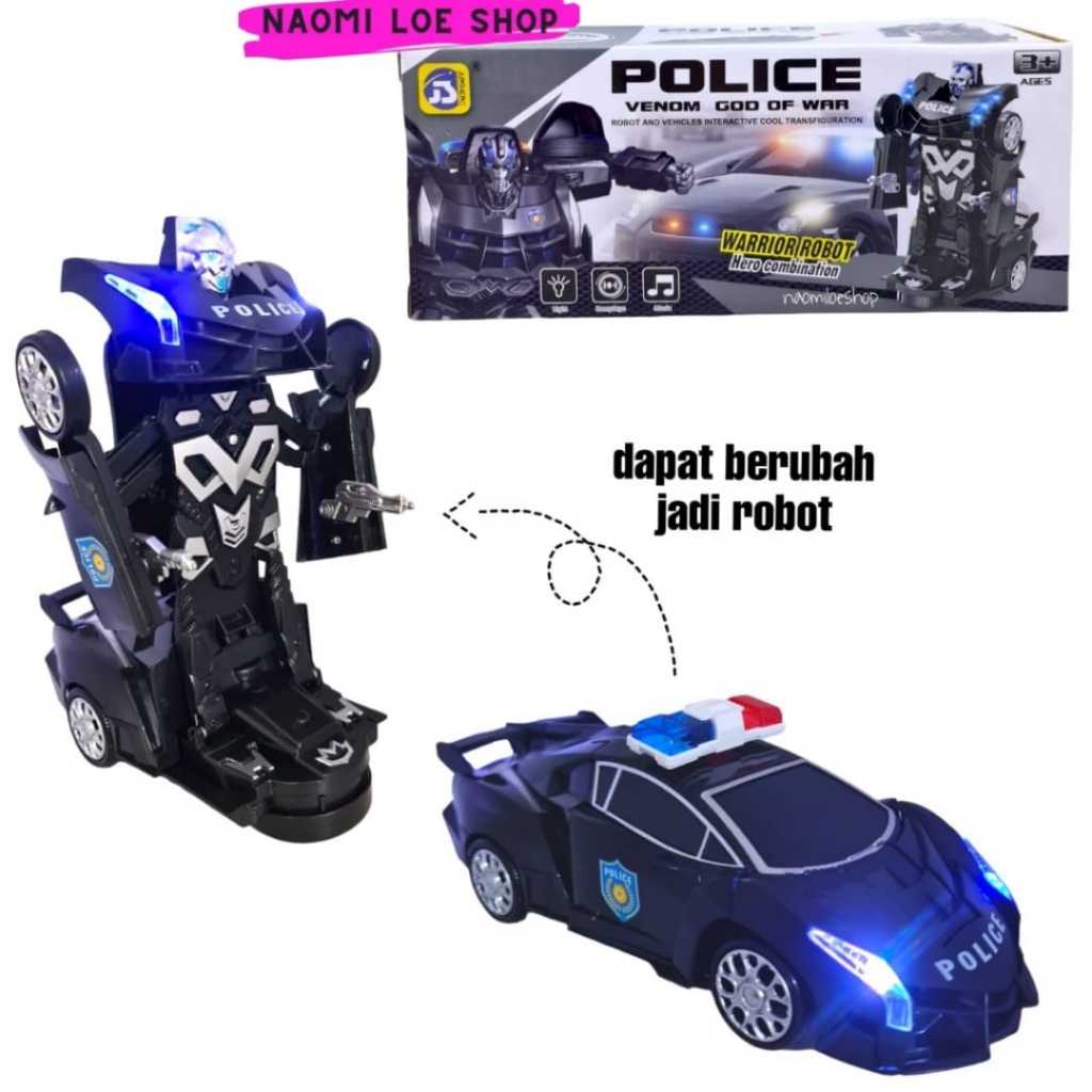 Jual Mainan Anak Mobil Polisi Hitam 2in1 Mobil Bisa Jadi Robot Shopee