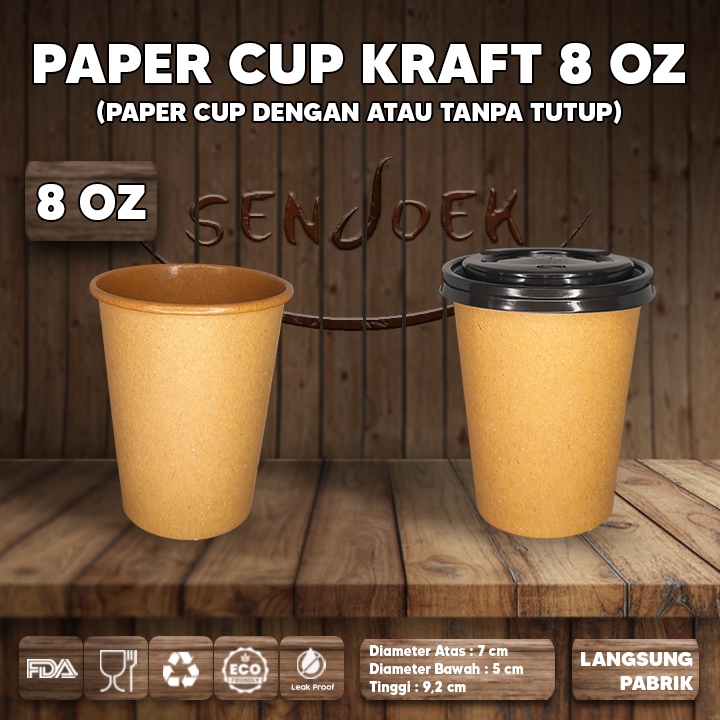 Jual PAPER CUP 8OZ / GELAS KERTAS COKLAT KOPI CUP COFFE ISI 50 PCS ...
