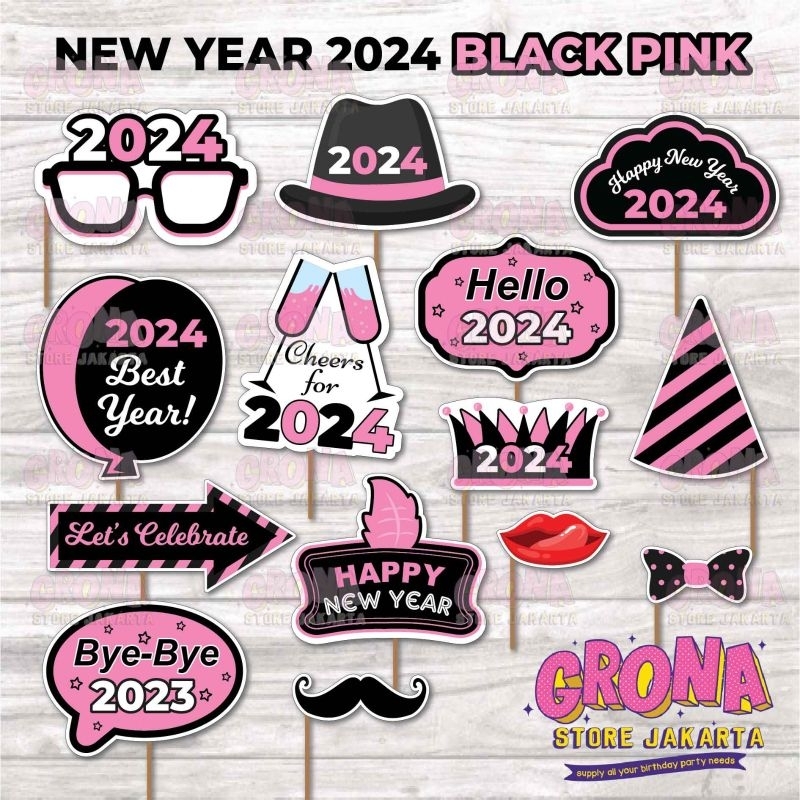 Jual Acc Photobooth Happy New Year 2024 Photo Props Pink New Year   Id 11134207 7r98w Lnjswlu9jeqef9