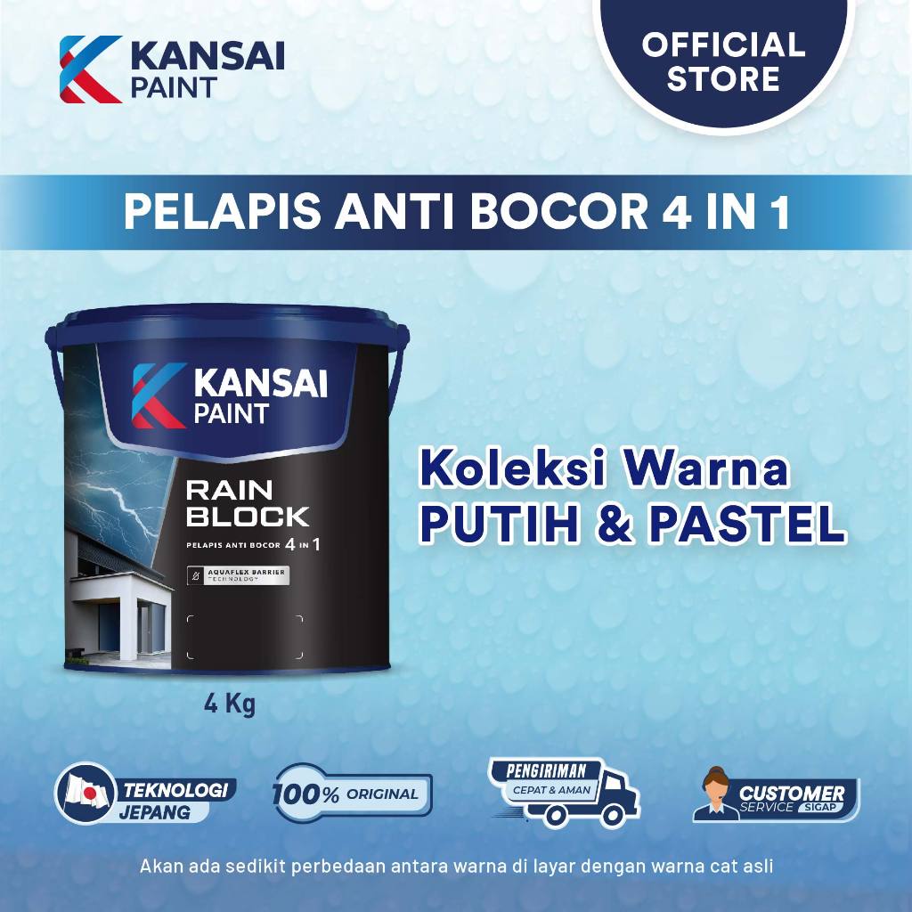 Jual Kansai Paint - Cat Tembok Eksterior Rain Block Putih dan Pastel ...