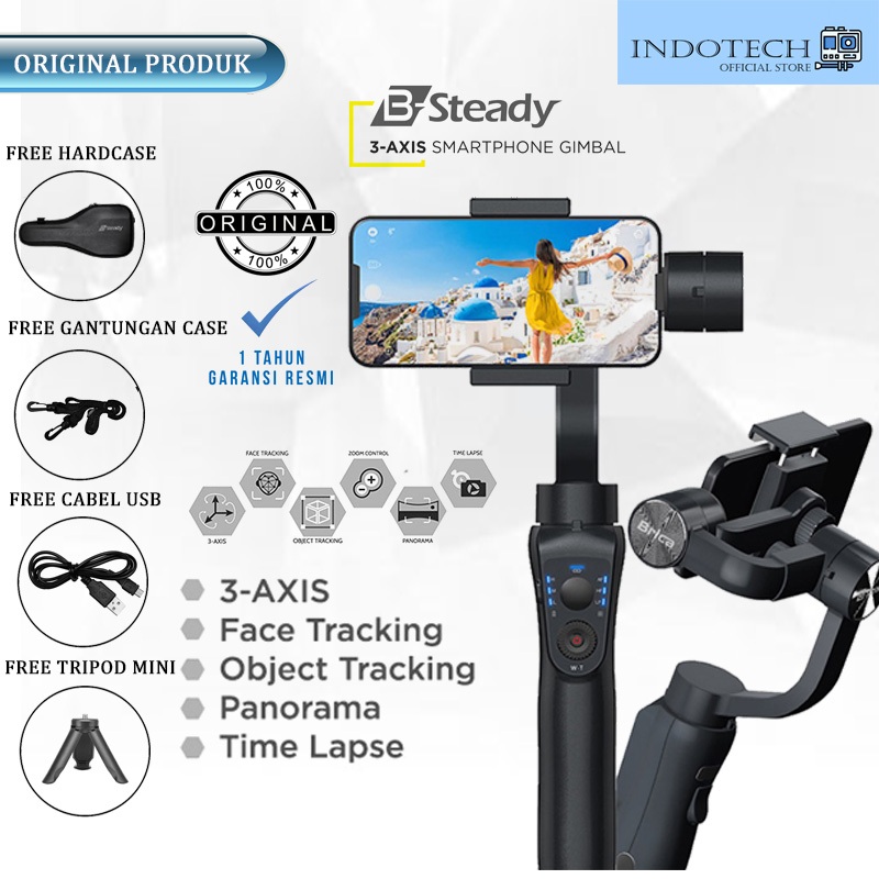 Jual Brica B-Steady - 3 Axis Smartphone Gimbal Stabilizer Free Tripod ...