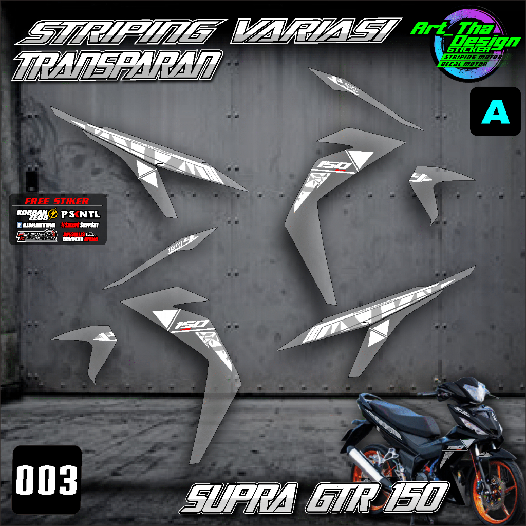 Jual Cod Sticker Uv Transparan Honda Supra Gtr Striping Variasi Transparan List Body