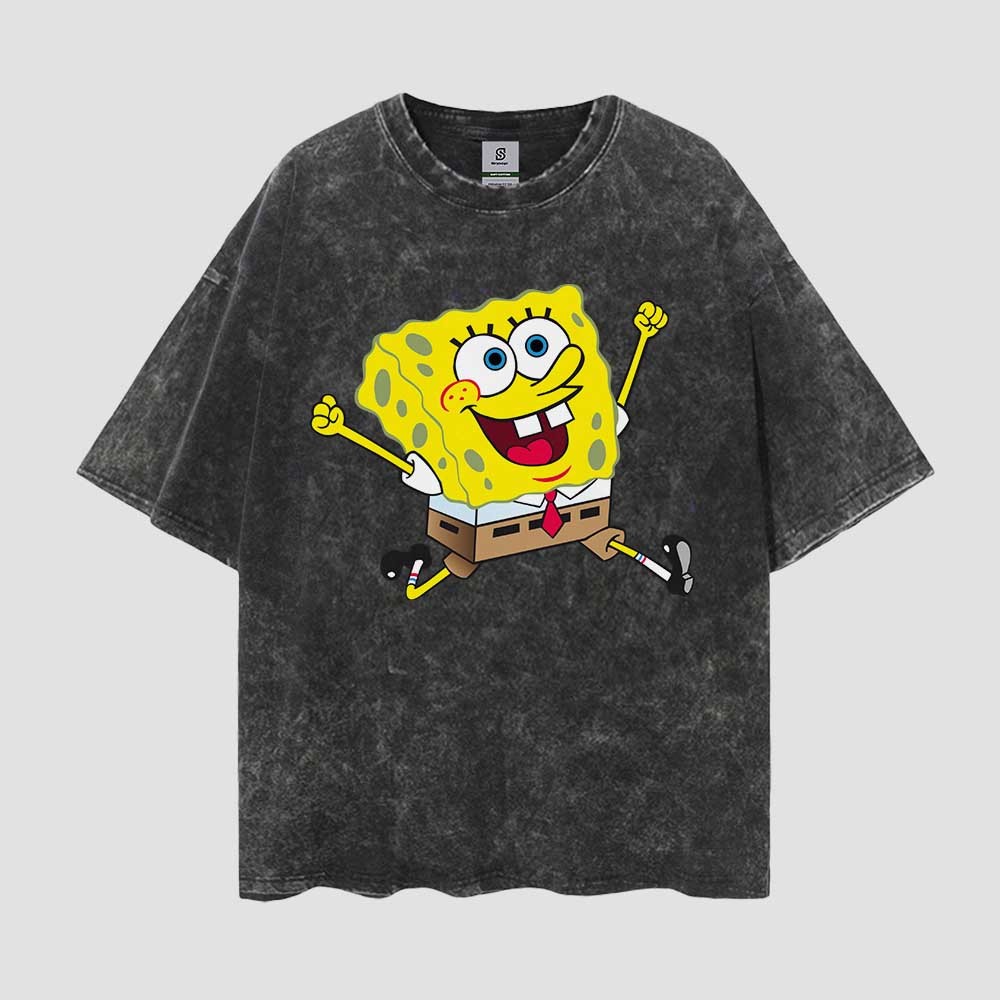 Spongebob Squarepants And Patrick Star Vintage T-shirt Style Oversize  Washed Tee