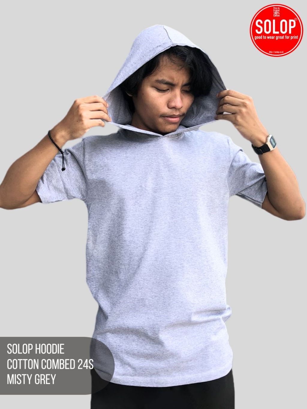 Jual SOLOP KAOS HOODIE LENGAN PENDEK POLOS COTTON COMBED 24S Shopee Indonesia