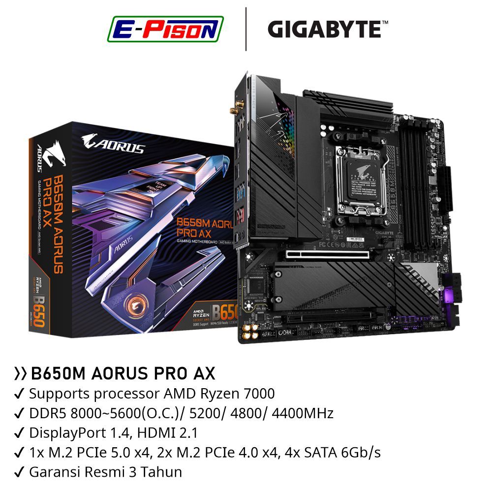 Jual GIGABYTE B650M AORUS PRO AX WIFI Motherboard AMD B650