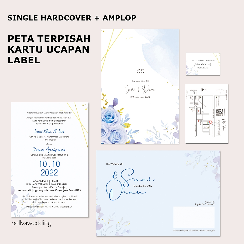 Jual Undangan Pernikahan Single Hard Cover Soft Cover Dengan Amplop