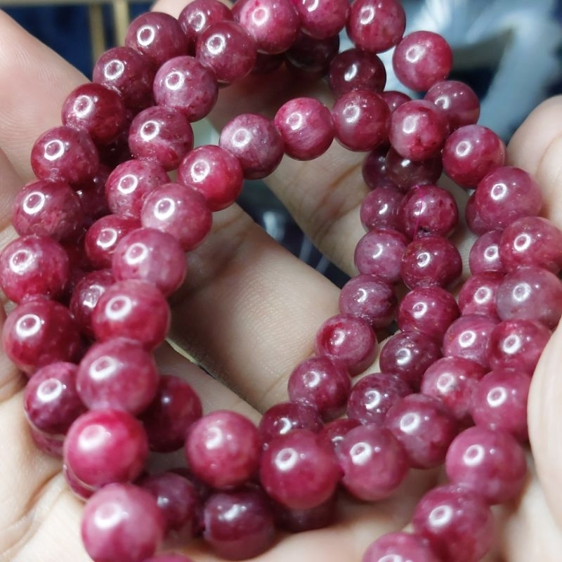 Jual gelang batu natural ruby diameter beads 8 mm | Shopee Indonesia