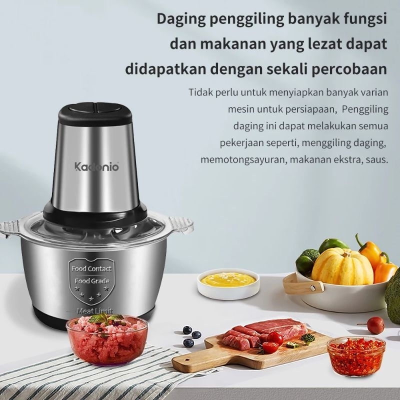 Jual KADONIO Blender Daging Stainless Chopper Cabai Bumbu Serbaguna 2L ...