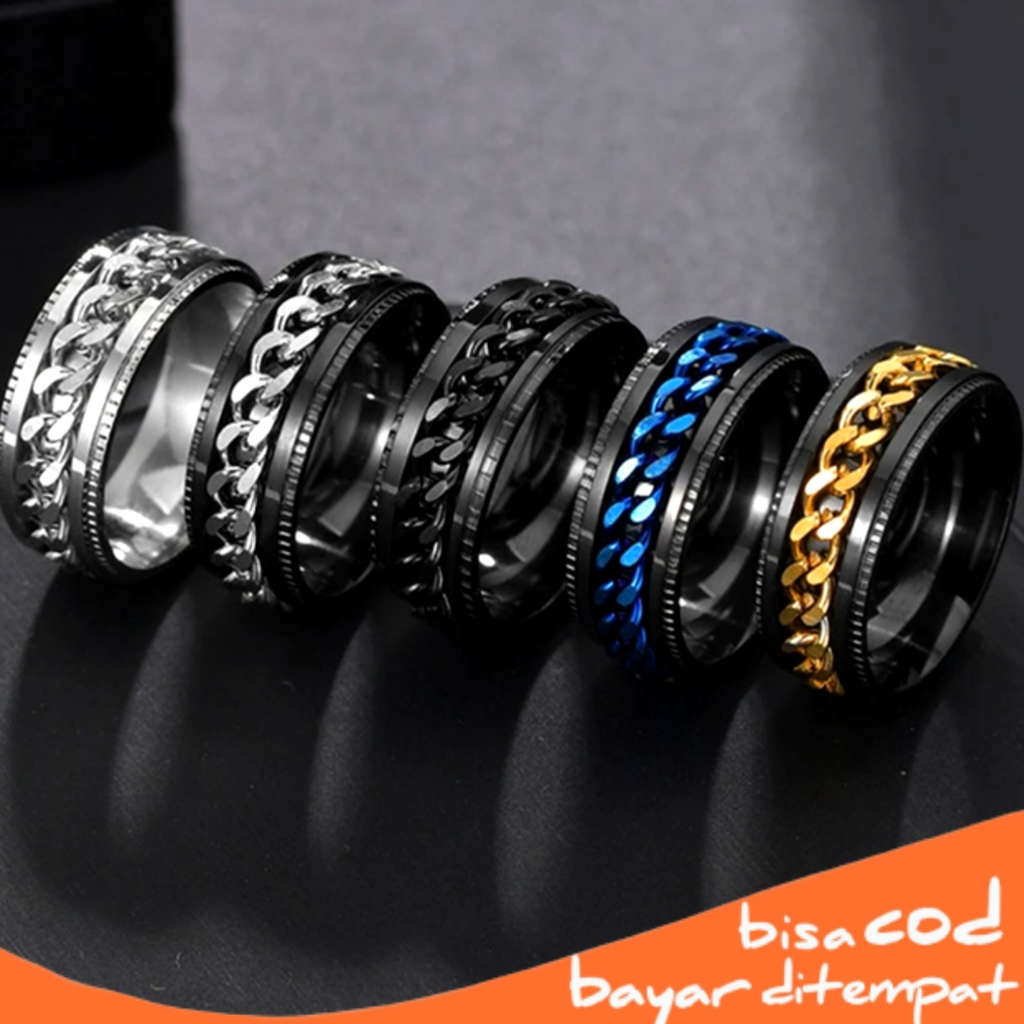 Jual [Best Item] Cincin Rantai Spinner Stainless Steel Terbaru Pria ...