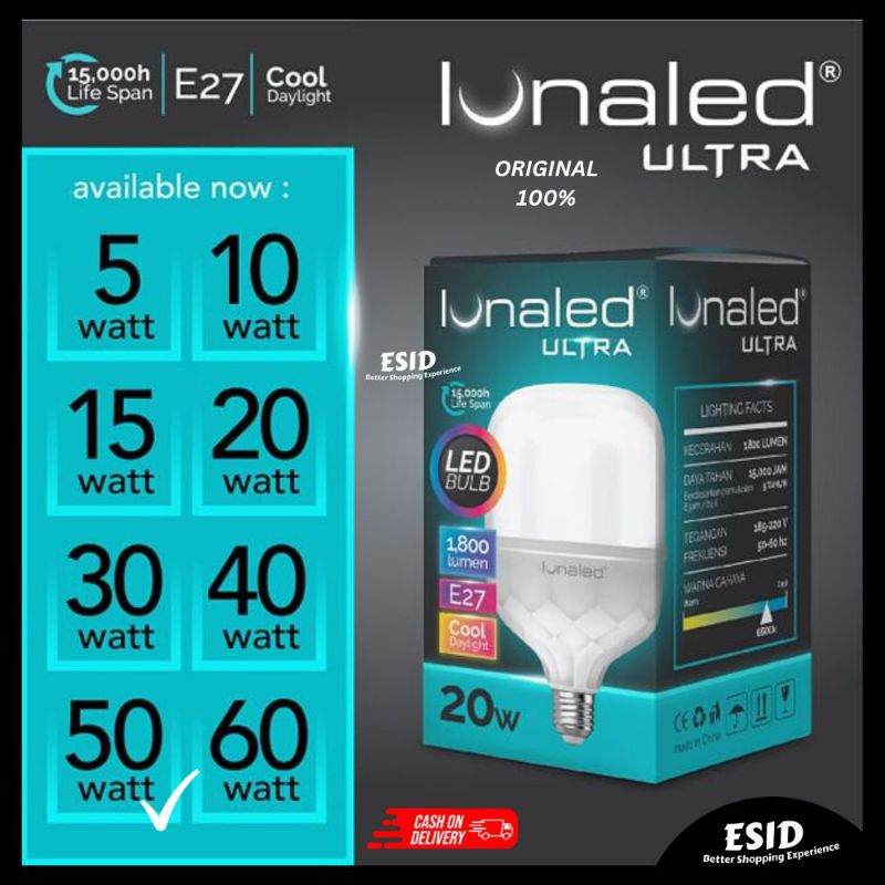 Jual Lunaled Ultra Lampu Led Jumbo 50w | Led Bulb Light Capsule