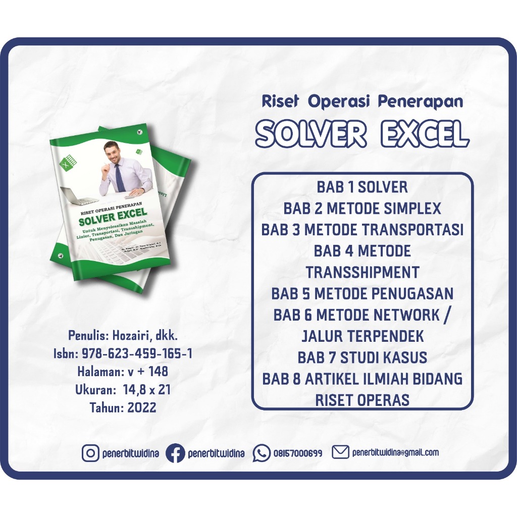 Jual BUKU RISET OPERASI PENERAPAN SOLVER EXCEL UNTUK MENYELESAIKAN ...