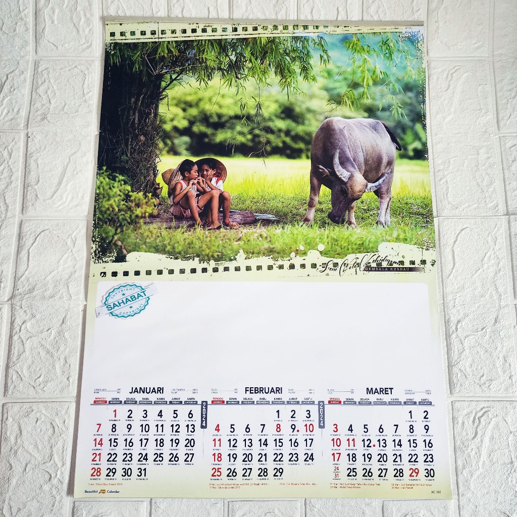 Jual Kalender Dinding 4 Lembar Tahun 2024 Kalender Dinding Triwulan Tahun 2024 Dilengkapi 2711