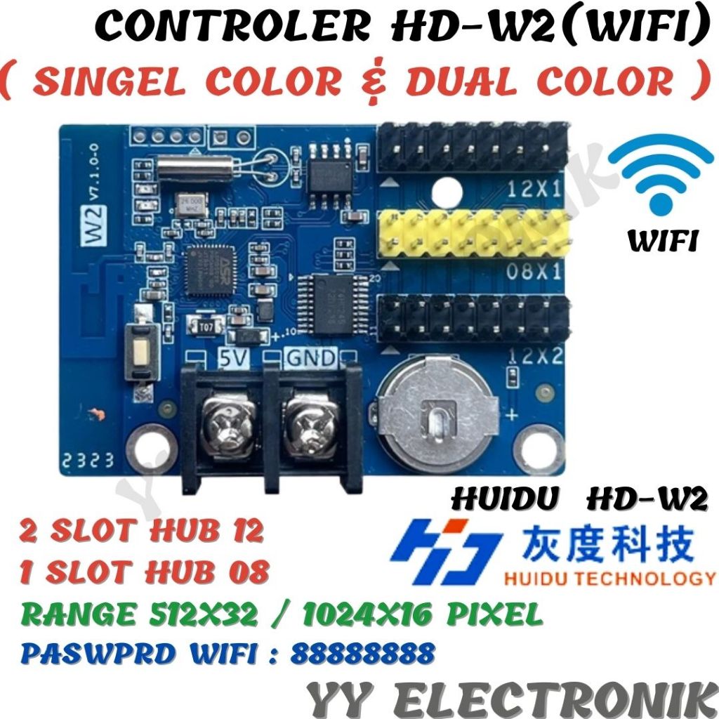 Jual Controller Huidu HD-W2 Wifi Running Text P10 Single Color | Shopee ...