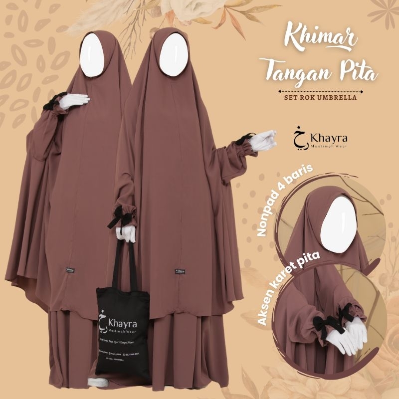 Jual KHIMAR TANGAN PITA SET ROK UMBRELLA KHIMAR TANGAN AKSEN PITA BY