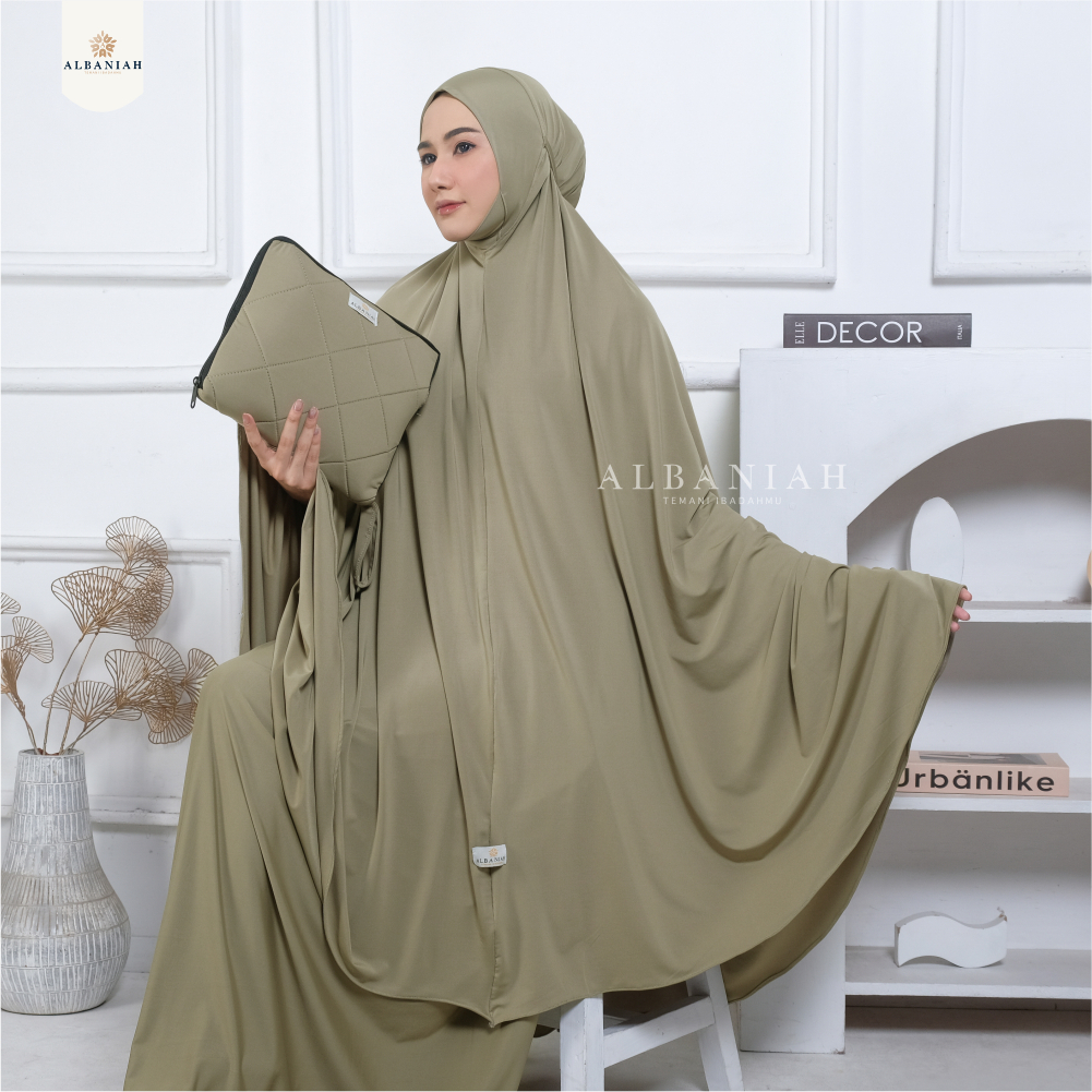 Al-Baniah -  Mukena Dewasa Adiba Series Jersy Premium Penutup Dagu Syar'i Malaysia