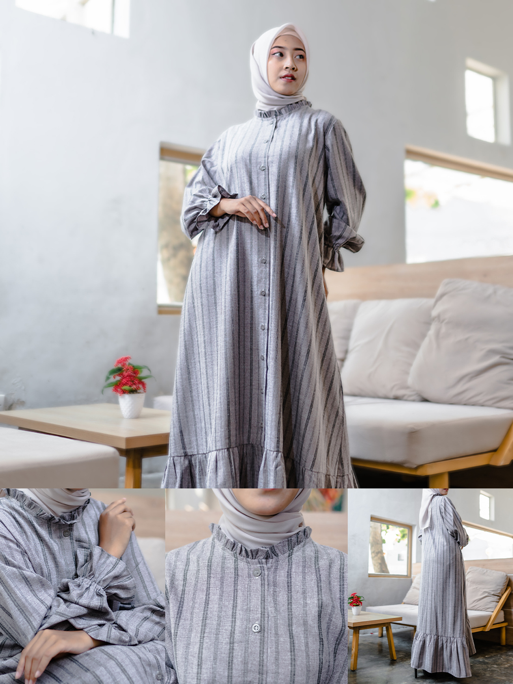 Jual Monica Formal Dress - Gaun wanita lengan panjang ruffled premium ...