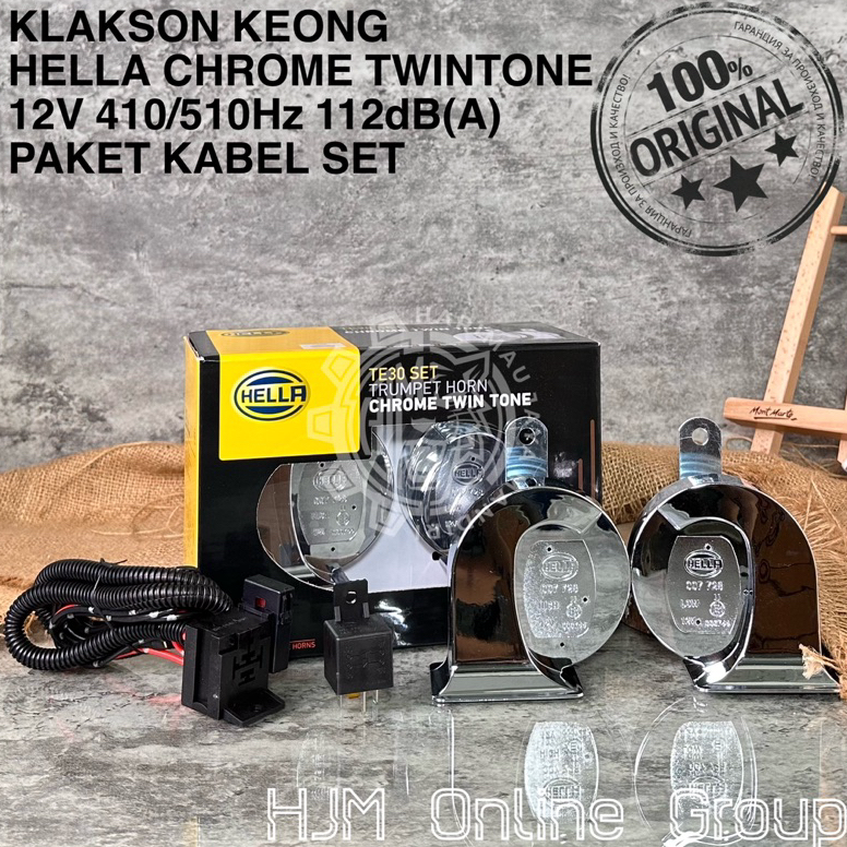 Jual Premium Klakson Keong Hella Chrome Twin Tone V Paket Kabel