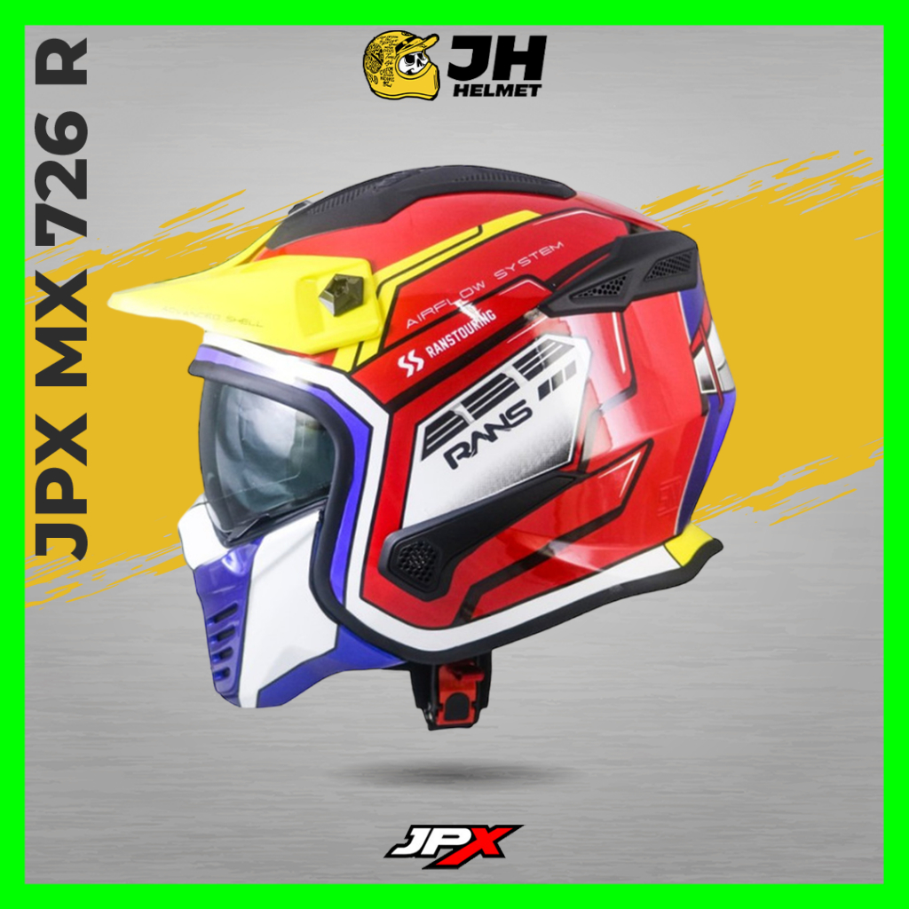 Jual Helm JPX MX 726R Motif VTS RANS Red Glossy Helm Full Face Helm Modular Jual Helm