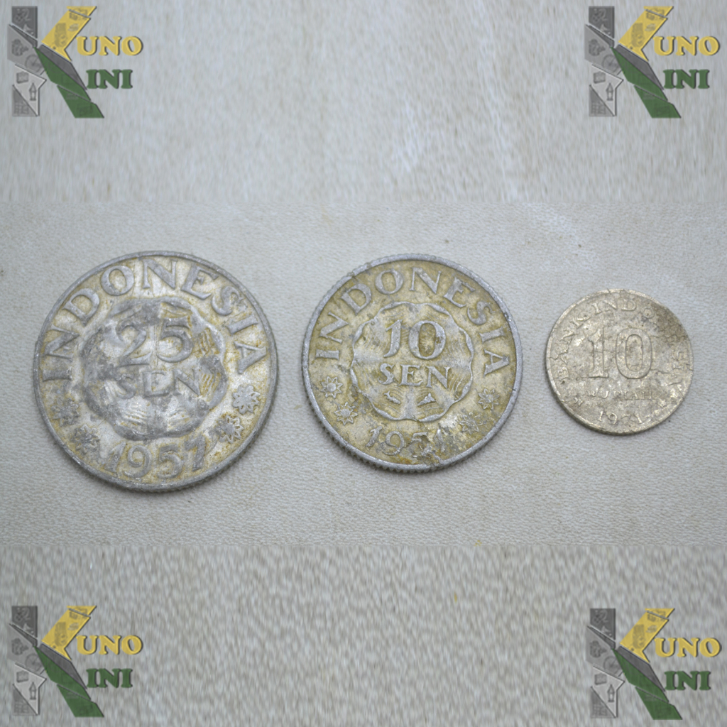 Jual KOIN KUNO 25 SEN, 10 SEN & 10 SEN RUPIAH, 1951 - 1971, 3 pcs ...