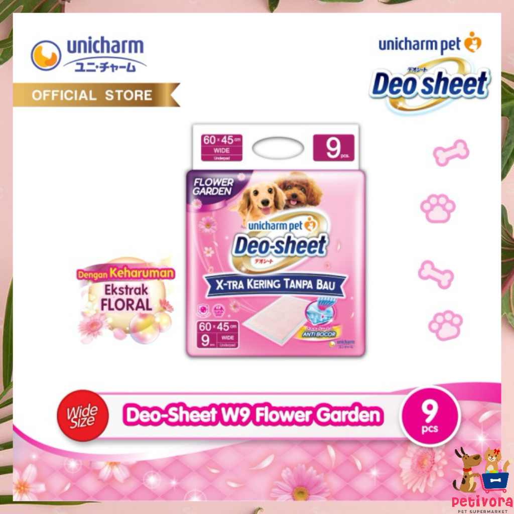 Jual Unicharm Pet Deo Sheet Wide Underpad W9 ukuran 60x45cm isi 9pcs ...