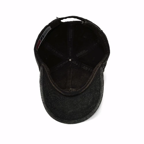 Topi Baseball Pria Hitam Premium Katun Twill Bordir Adjustable foto 5