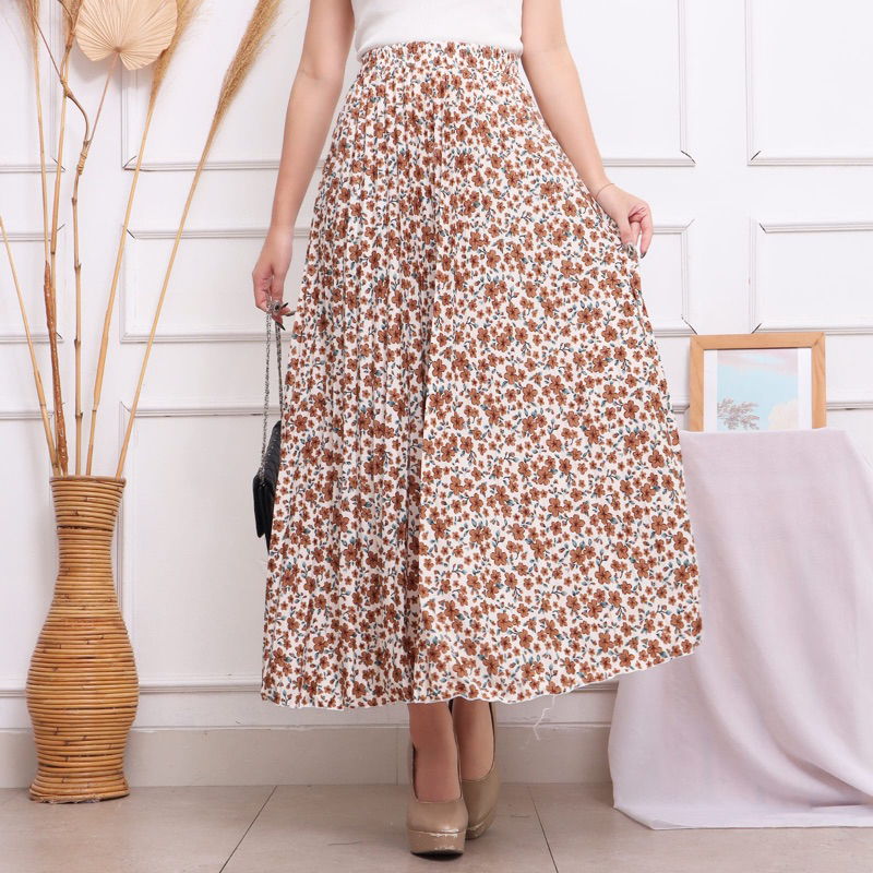 Jual ROK MOTIF BUNGA FLORAL JUMBO XXL / ROK DAILY KOREAN STYLE / LILY ...
