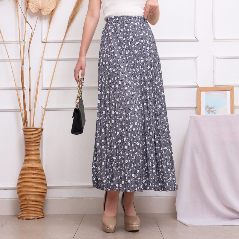 Jual ROK MOTIF BUNGA FLORAL JUMBO XXL / ROK DAILY KOREAN STYLE / LILY ...