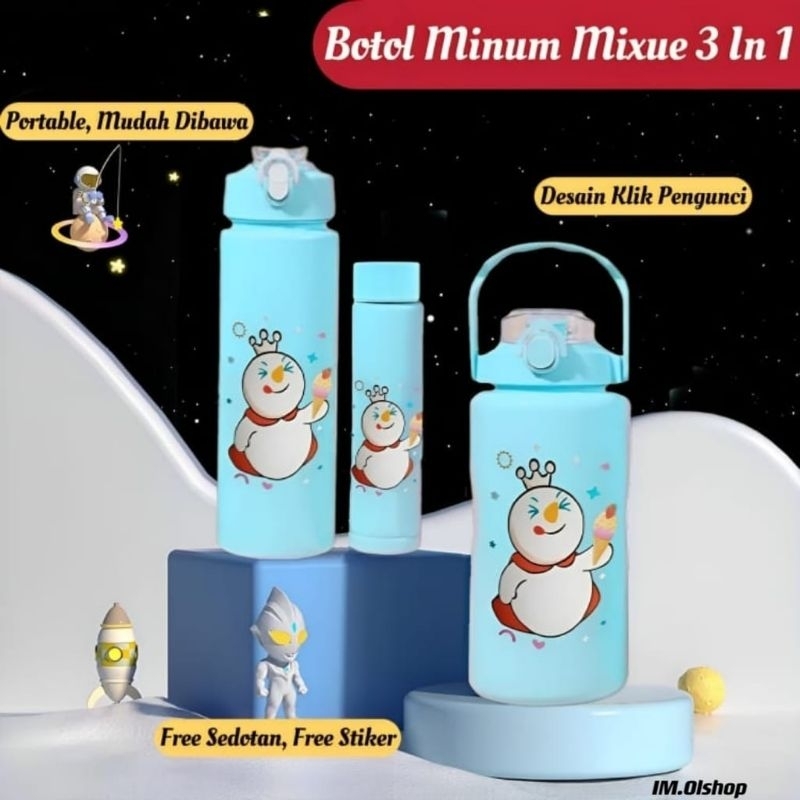 Jual Botol Minum Mixue 3 In 1 / Botol Mixue Beranak Free Sedotan ...