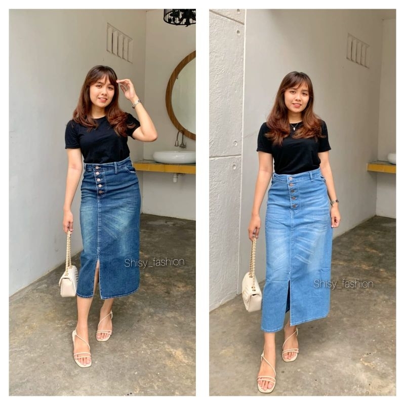 Rok jeans midi sale