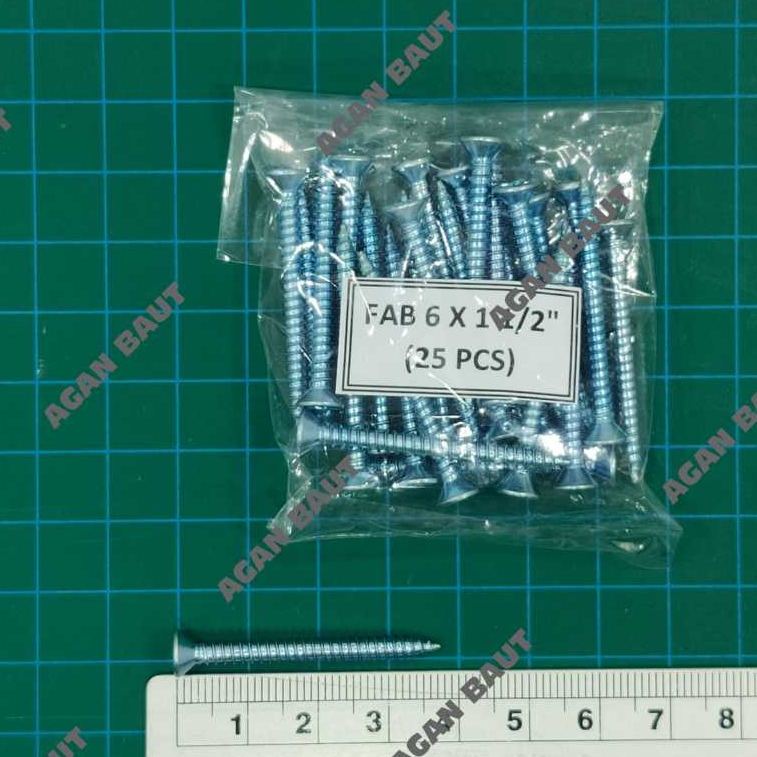 Jual [PER 25 PCS] Sekrup / Skrup FAB 6x1.1/2 (3.81 cm) (+) KEPALA RATA ...