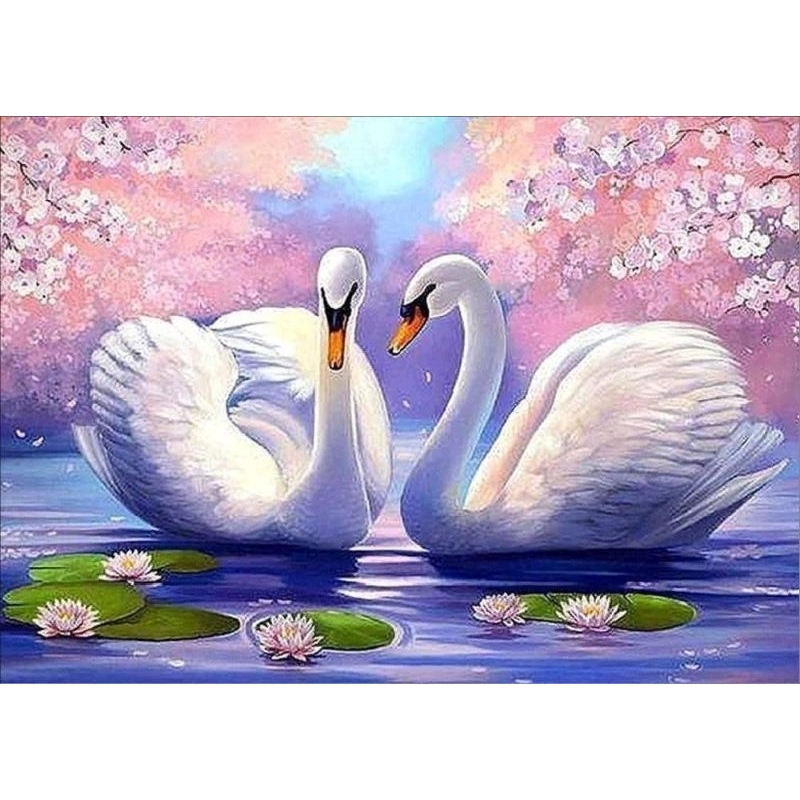 Jual DIY 5D Diamond Painting Swan 30x40cm Ful Drill Diamond