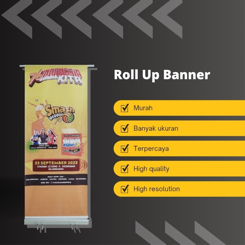 Jual Jasa Print Cetak Roll Up Banner Vinil Korea Dengan Rangka Murah High Res Shopee