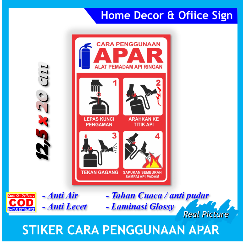 Jual Label Stiker Cara penggunaan APAR sticker alat pemadam api ringan ...