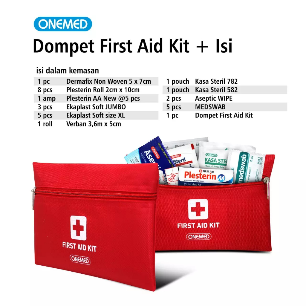 Jual ONEMED WALLET TRAVEL KIT / Kotak P3K Tas Merah Lengkap - First Aid ...