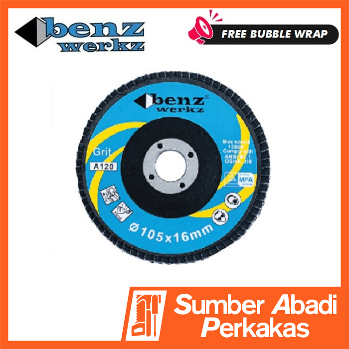 Jual BENZ Flap Disc 4 Inch Grade 40 Grit Amplas Susun Gerinda Gurinda