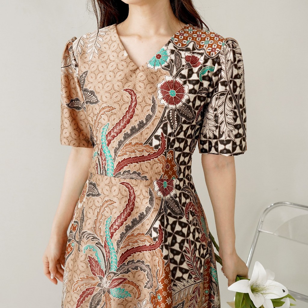 C2W Clothtowear Dress Batik Wanita All Size Satin Women's Clothes 828-SKR
