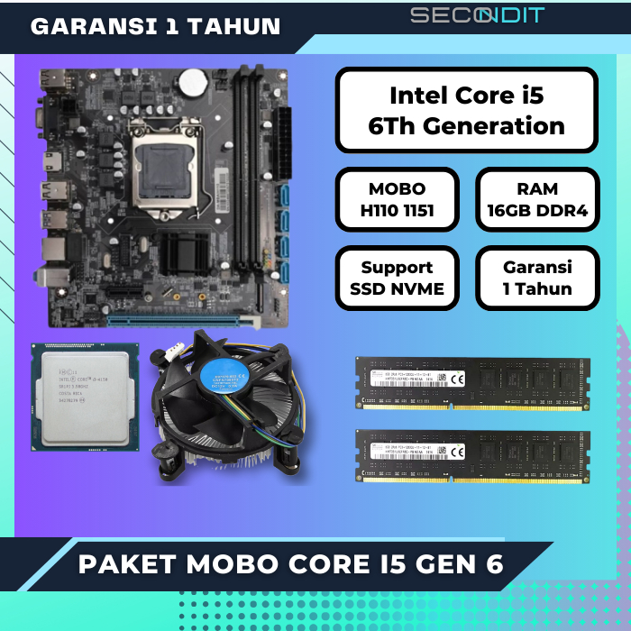 Jual PAKET MOTHERBOARD H110 PROCESSOR CORE I5 6500 RAM DDR4 16GB BARU ...