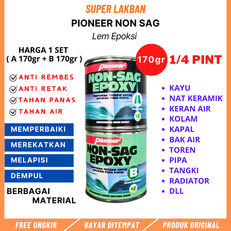 Jual Lem Epoxy Pioneer Non Sag Marine Epoxy 170gr Dempul Kapal Anti ...