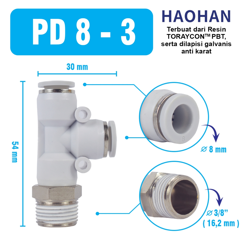 Jual PD - FITTING PNEUMATIC FEMALE SELANG DRAT FITTING PD | Shopee ...