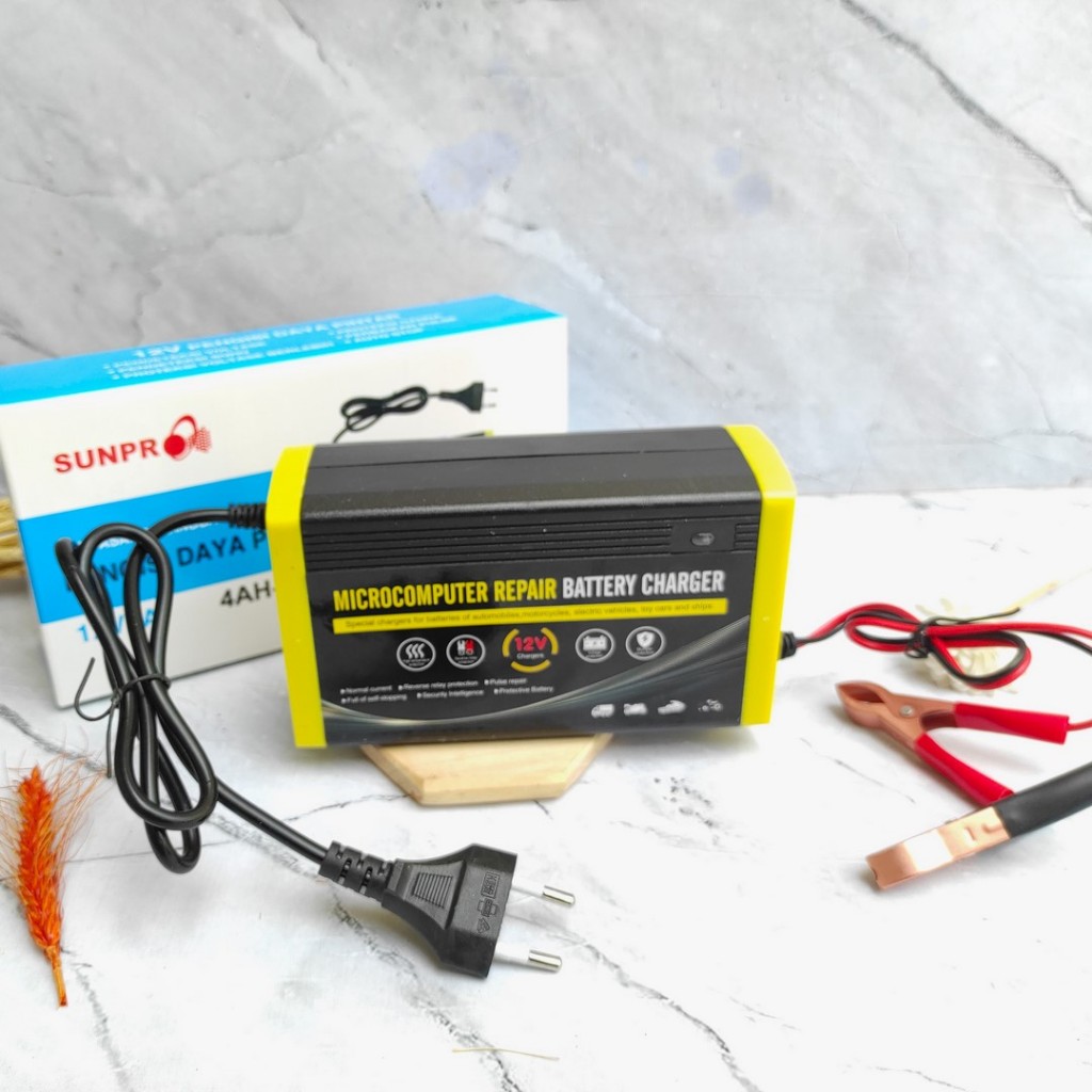 Jual Battery Charger Sunpro 12V 7A / Adaptor cas Aki 4AH-80Ah | Shopee