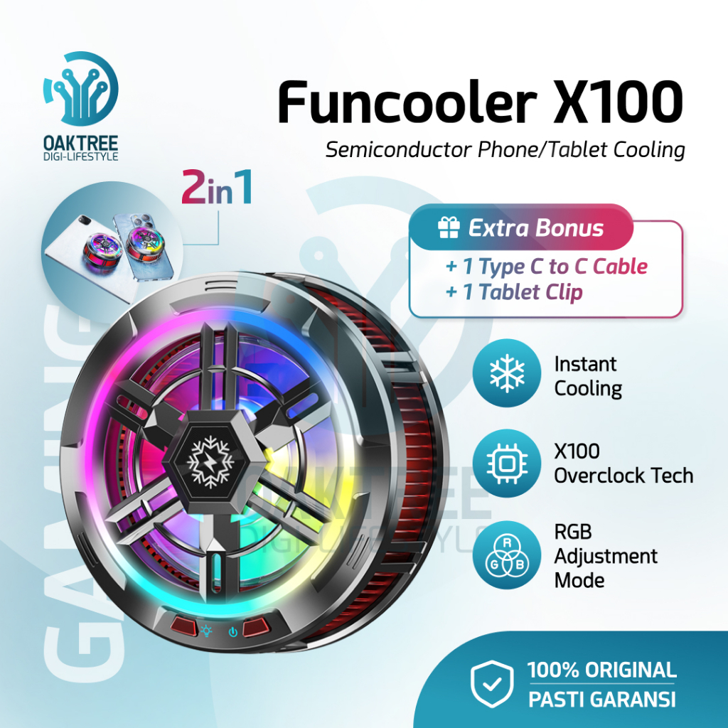 Jual Oaktree Funcooler X100 Fan Cooler HP Pendingin HP Tablet Cooling