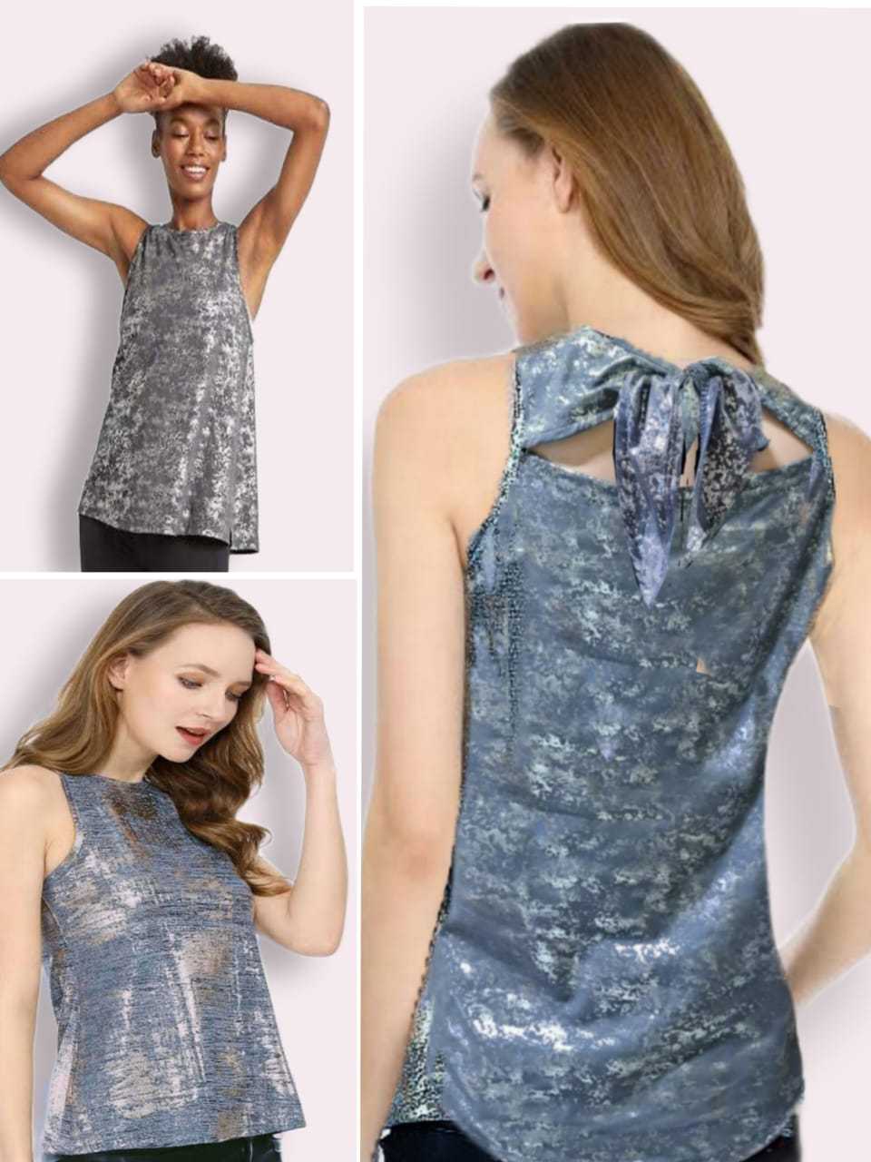 Damen Tanktop Mit Glitzer-Trägern - Baumwollmix Top Mit Integrierten Cups, Vielseitig Kombinierbar